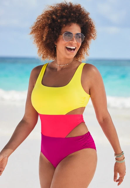 Yin cut out mesh sales underwire one piece swimsuit