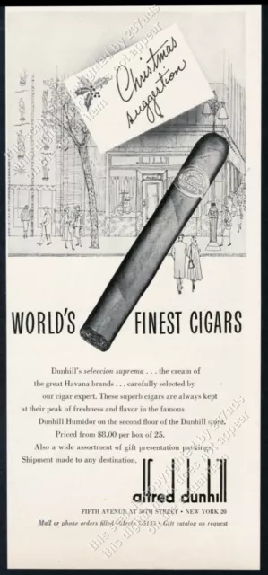 1948 H Upmann Havana Cuba Cuban cigar photo Alfred Dunhill Xmas vintage print ad