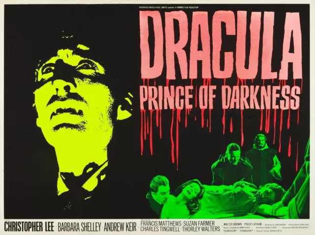 DRACULA PRINCE OF DARKNESS 1966 UK quad poster print 30x40" Hammer Horror FREEPP