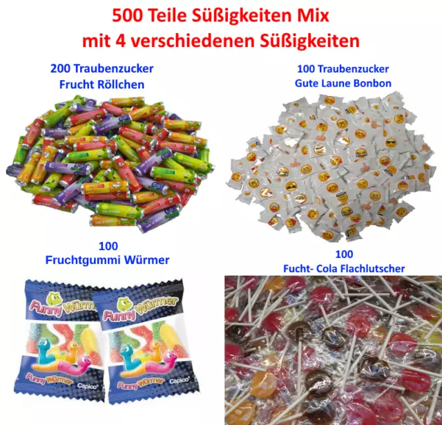 500 Teile Kindergeburtstag Süßigkeiten Süßwaren Mix Jedes Teil Einzeln verpackt