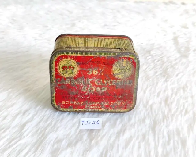 1950s Vintage Bombay Soap Co. Bosfa Carbolic Glycerin Soap Tin Collectible TI26