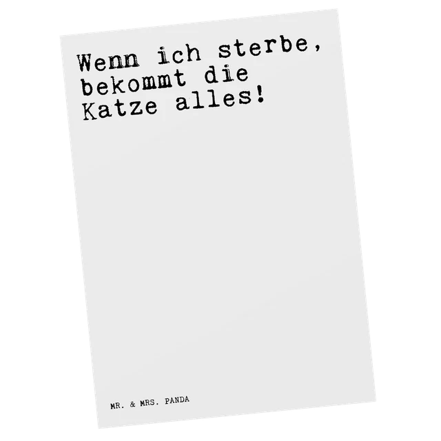 Postkarte Wenn ich sterbe, bekommt... - Geschenk Spruch lustig Ansichtskarte