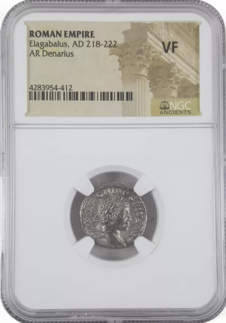 NGC ( VF ) Roman AR Denarius Elagabalus AD 218 - 222 NGC Certified Very Fine