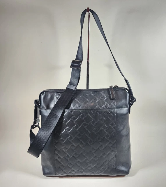 Tumi Briefcase Mens Crossbody Bag Slim Black Leather Shoulder Travel Ticon Zip