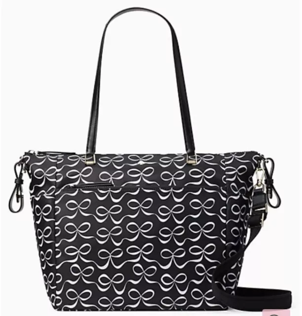 New Kate Spade Jae Elegant Bow Baby Bag Black & White multi