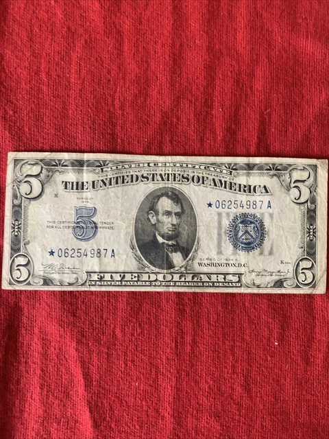 Nice Circulated Series 1934 A $5 Five Dollar Silver Certificate Star Note
