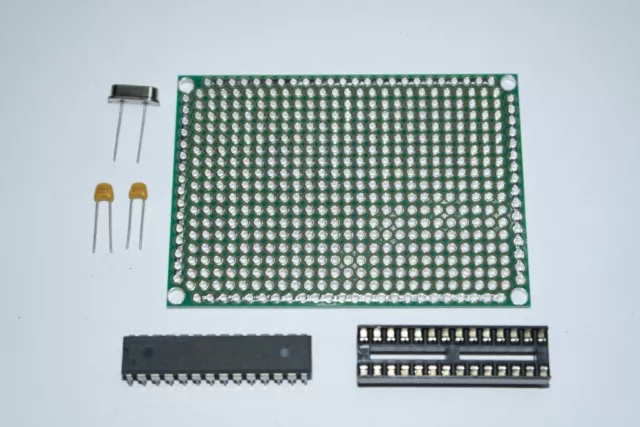 ATMEGA328P-PU MCU Kit Matrix PCB, 16MHZ Crystal, 22pF Capacitors, IC Socket