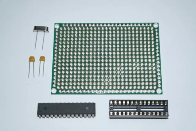 ATMEGA8-16PU MCU Kit Matrix PCB, 16MHZ Crystal, 22pF Capacitors, IC Socket