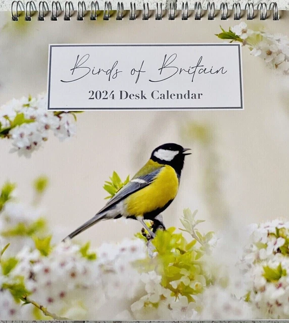 DESK TOP CALENDAR 2024 ‘Birds of Britain' Garden FreeStanding Spiral