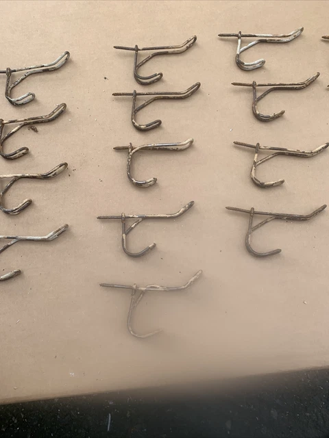 Vintage ~ WIRE HOOKS ~ Steel ~  Screw In ~  Lot Of 17 Coat/Hat 6