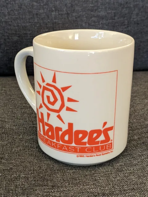 Vintage 1993 Hardee's Breakfast Club Ceramic Coffee Cup Mug Beautiful Condition