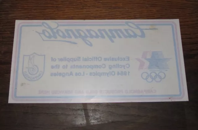 Vintage Campagnolo 1984 Olympics Official Supplier Window Sticker 11" x 5.5"