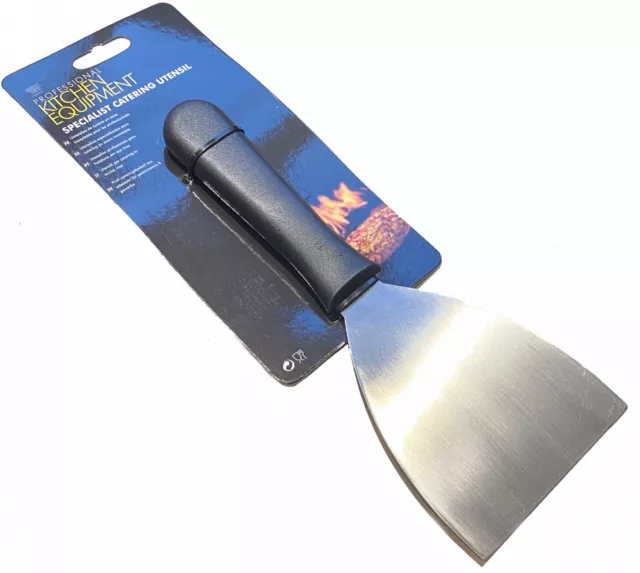 GRIDDLE SCRAPER Stainless Black Plastic Handle Burger Flipper Food Turner