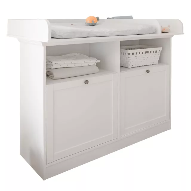 Commode Étagère à Langer Meuble de Bébé Enfant Blanc Bois Rangement Homestyle4u