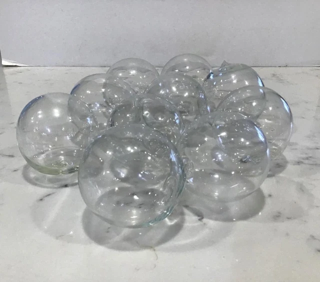 Group Clear Glass Fishing Float Balls, 10 Pieces, Approx 2 1/2-2 3/4” Diameter