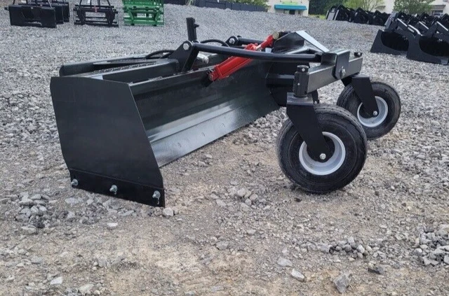 8ft. Grader Box with wheels Attachment Fits Skid Steer