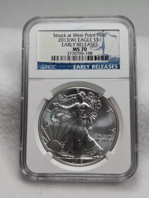 2013 W American Silver Eagle EARLY RELEASES Graded NGC MS70 Silver Dollar Coin