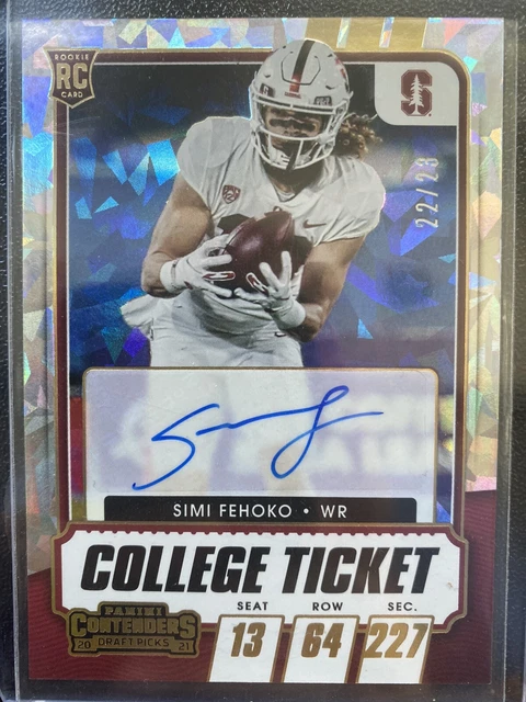 2021 Contenders Draft Picks Simi Fehoko Cracked Ice Ticket /23 Rookie Auto RC