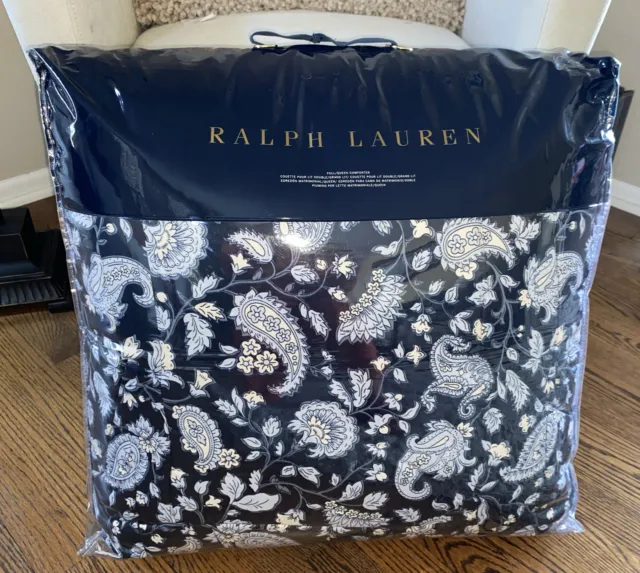 New! Ralph Lauren Delphine Paisley Full Queen Comforter Blue