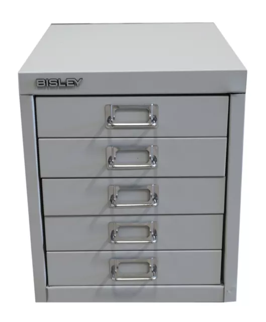 5 Multi Drawer Bisley Metal Foolscap Filing Cabinet Office Home Storage Grey