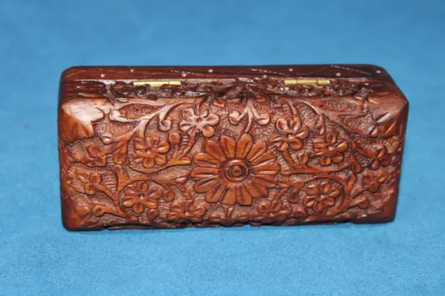 Scatola Portagioielli In Legno Intagliato A Mano - Motivo Floreale, Organizer, Ideale Regalo, 20x13x6 Cm - Foto 8