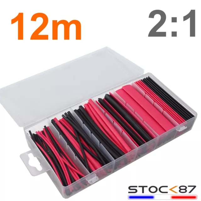 995RN1# 120pcs 12m assortiment boite gaine thermo rétractable rouge et noir 2:1