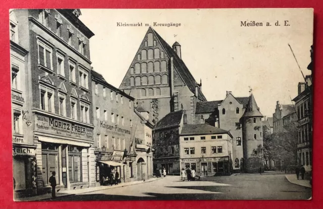 AK MEISSEN um 1910 Kleinmarkt mit Ladengeschäft Moritz Faber   ( 97412