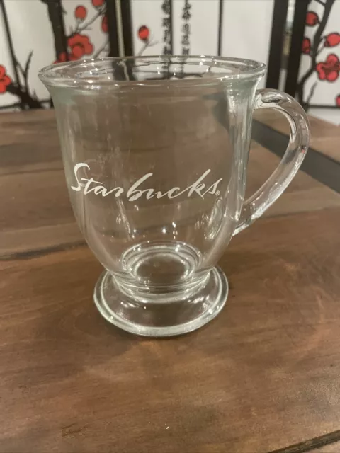 Used Starbucks Clear Glass Coffee/Tea Mug  16 oz