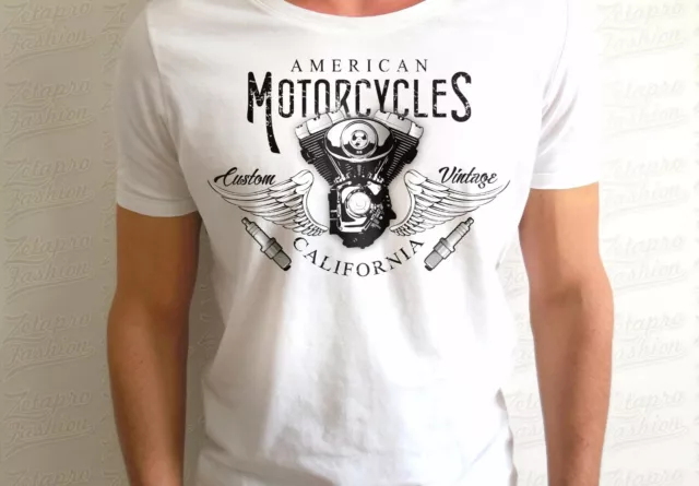 T-Shirt Maglia Biker Motociclisti American Motorcycles Teschio Rock Custom 2