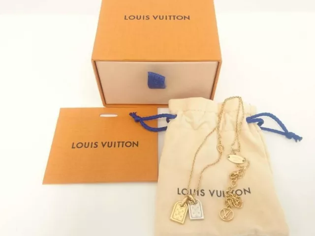 Louis Vuitton Pendant Necklace Yellow Men's Marble Virgil M00526 Initial LV