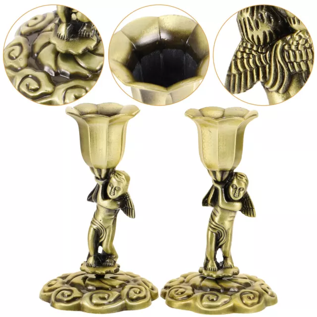 2 Gold Candle Holders for Pillar Candles - Vintage European Style