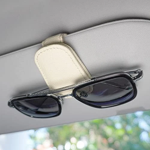 Magnetic Sunglass Holder Clip for Car Visor Leather Eyeglass Hanger for Sun