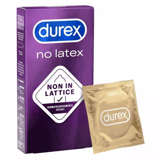 Preservativi Senza Lattice DUREX NO LATEX Profilattici in Scatola Anallergici