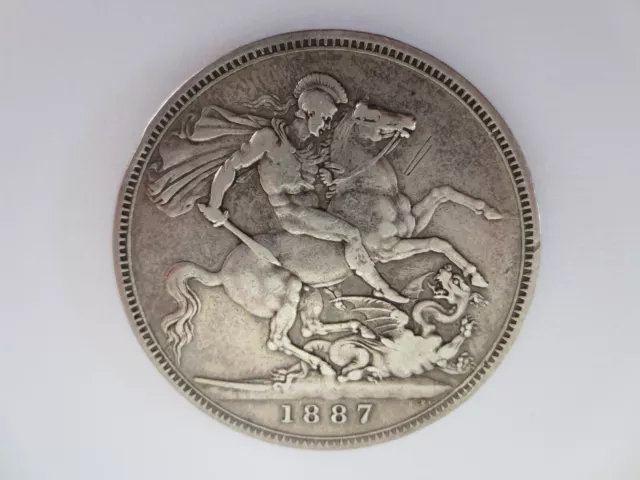 1887 QUEEN VICTORIA SILVER CROWN COIN Jubilee Head