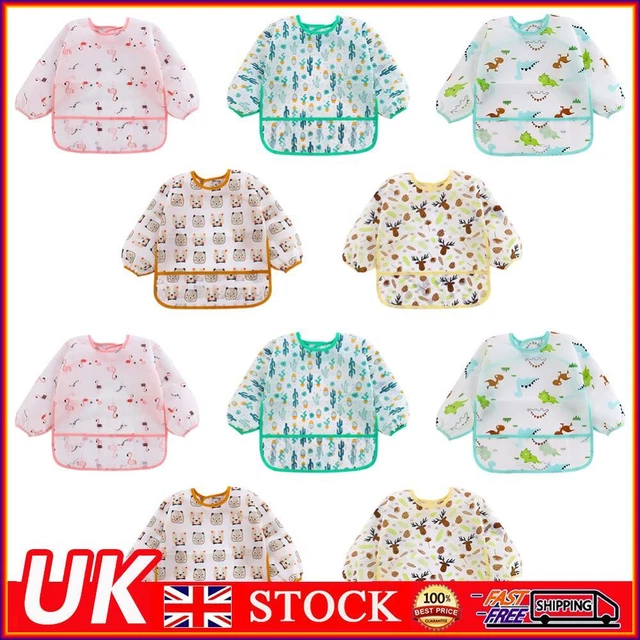 Bibs Kids Waterproof Long Sleeve Feeding Apron Children One Piece Eating Clothe