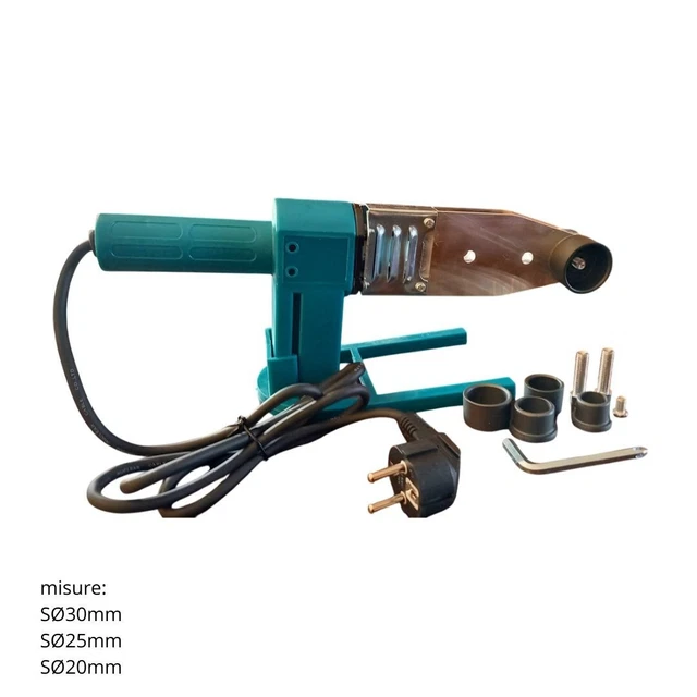 Polifusore 800W Per Saldatura Tubi PVC E PP-R – Con Valigetta, 6 Matrici 20-63 Mm, Termostato 50-300°C