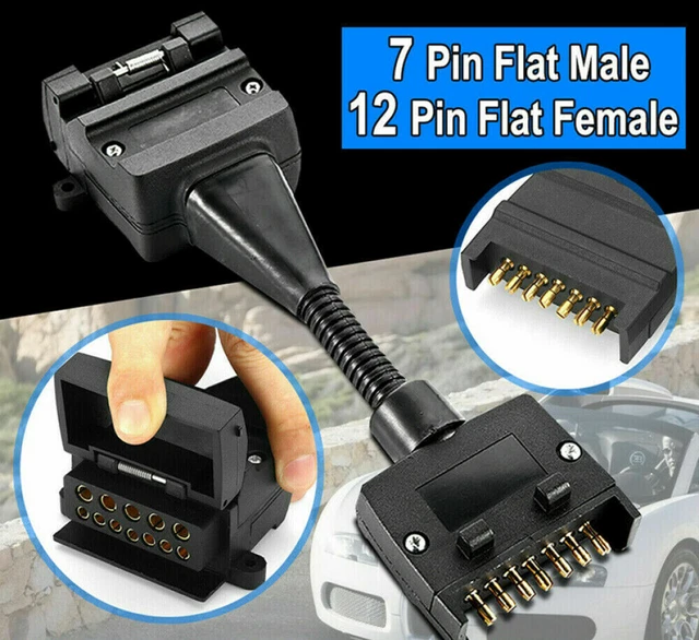 7 PIN FLAT Trailer Plug/ Male & Female Socket Set/Caravan Boat Adaptor