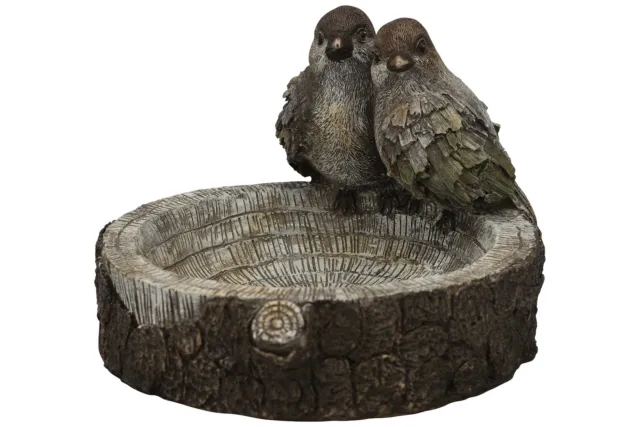 originelle dekorative runde Vogeltränke Vogelbad in Holzscheibenoptik