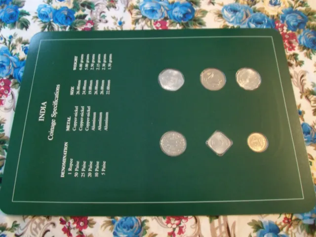 Coin Sets of All Nations India Green w/card 1974 - 1986 UNC 1 Rupee 1985 3