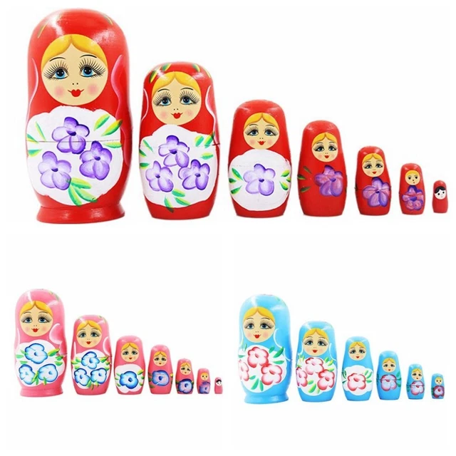 7 LAYER GIRLS Russian Doll Japanese Girl Wooden Stacking Dolls Home