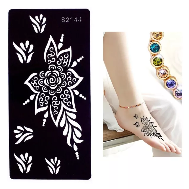 Henna Tattoo Schablone Airbrush Stencil Blume Kina Dövme