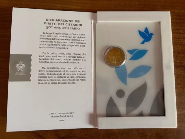 2 Euro Commemorativo Fior di Conio - San Marino 2024 Diritti Cittadini