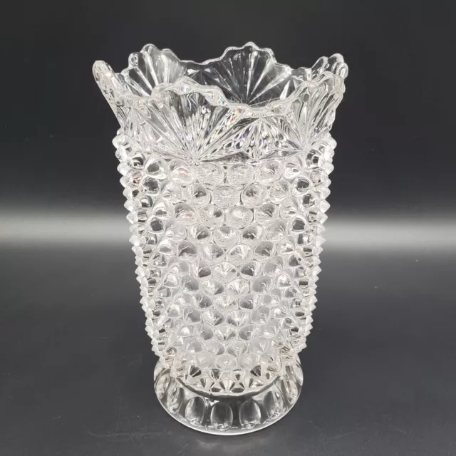 EAPG Pattern Glass Hobnail Vase Fan Edge Doyle #150 1880s Vintage 7 Inch