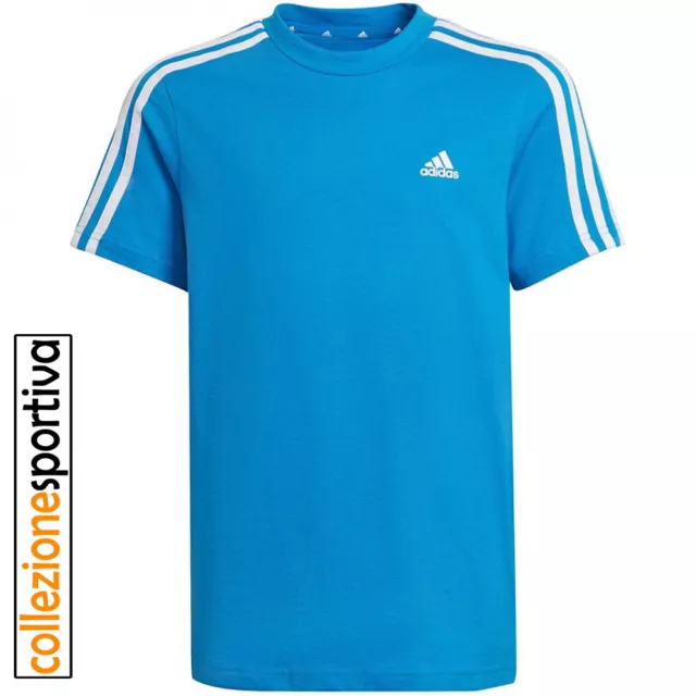 T-SHIRT BAMBINO/BAMBINA ADIDAS 3Stripes HE9302 col. celeste/bianco