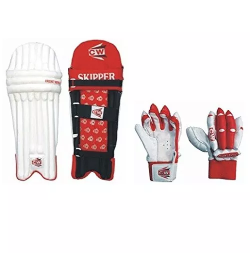 Junior Protective Gear 2 Item Pack Leg Pads Batting Gloves Red For 7-10 Yr Boys 3