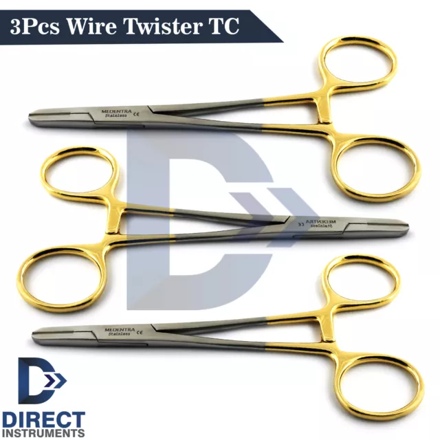 3PCs Wire Twister TC 14cm Wire Twisting Plier Forceps Dental Surgical Instrument