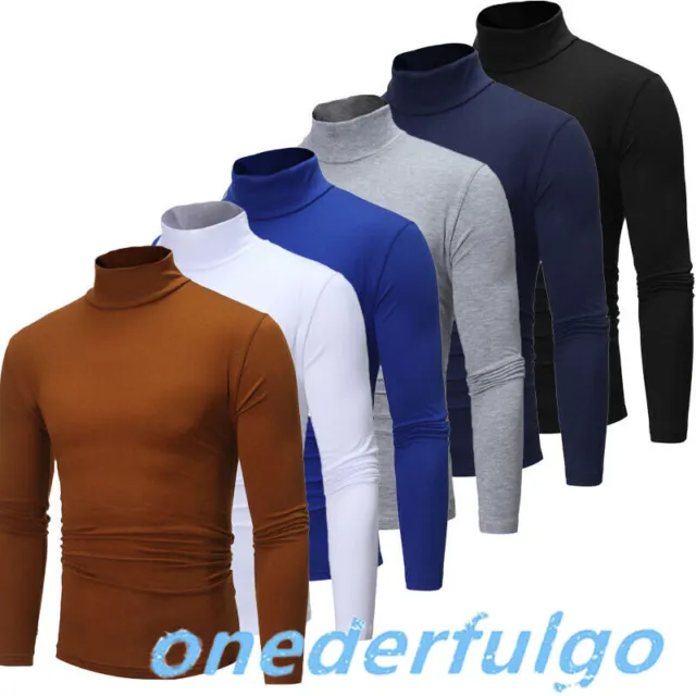 Men's Turtleneck Pullover Long Sleeve Jumper Top Warm Casual Slim Fit T-Shirts 2