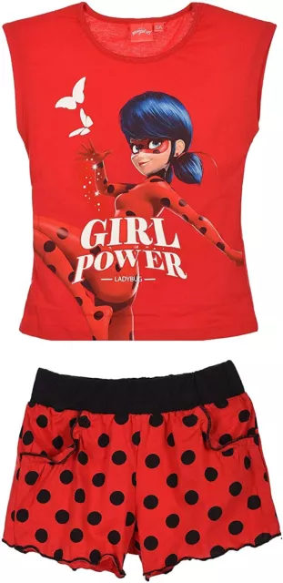 Ragazze Miraculous Ladybug Top E Corto Set Coccinella Summer Set Età 4