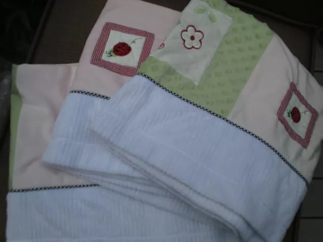 3 Kids Line Kidsline Ladybug Flower Nursery Window Valances Pink Green 