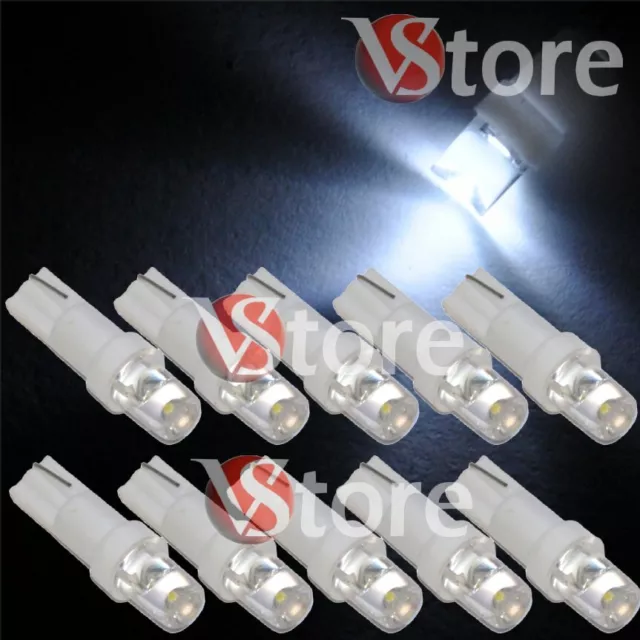 10 LED T5 Concave WHITE Bulbs Lights Position Lamps for Angel Eyes Headlights